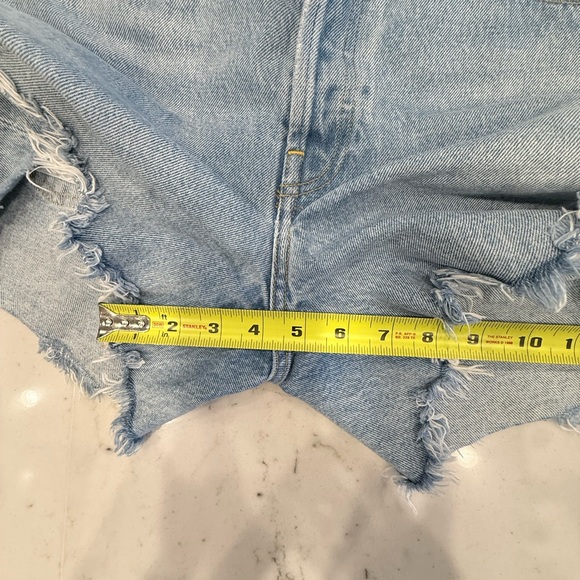 Agolde Light Wash Distressed Cutoff Denim Shorts - Picture 7 of 8